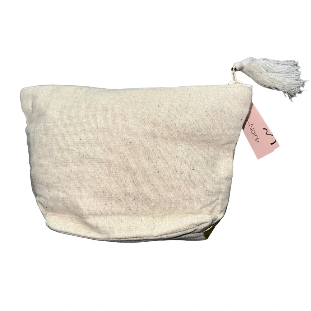 Noir-e-Noire Makeup Bag OS Cream Gold Shine On Sequin Tassel Pouch NEW‎